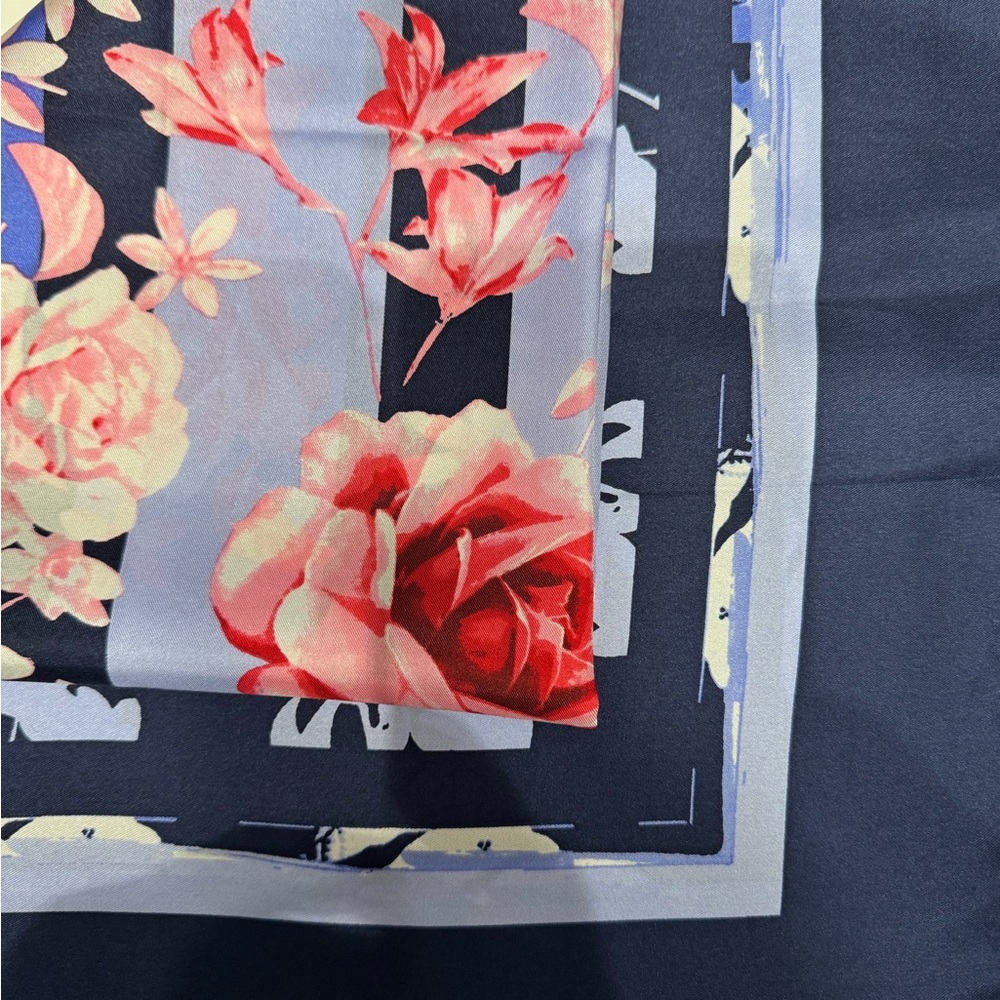 Talbots Floral and Striped Silk Scarf - Picture 3 of 9